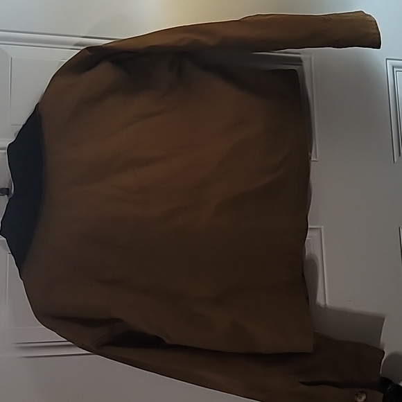 Chic Tan Utility Jacket with Black Collar - Picture 10 of 12